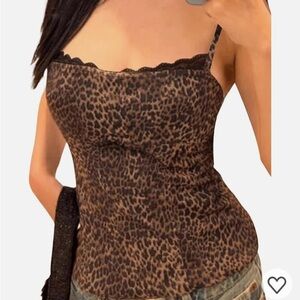 NWOTS Leopard Cami L Camisole Lace Cropped Club Lingerie Sexy Black Brown